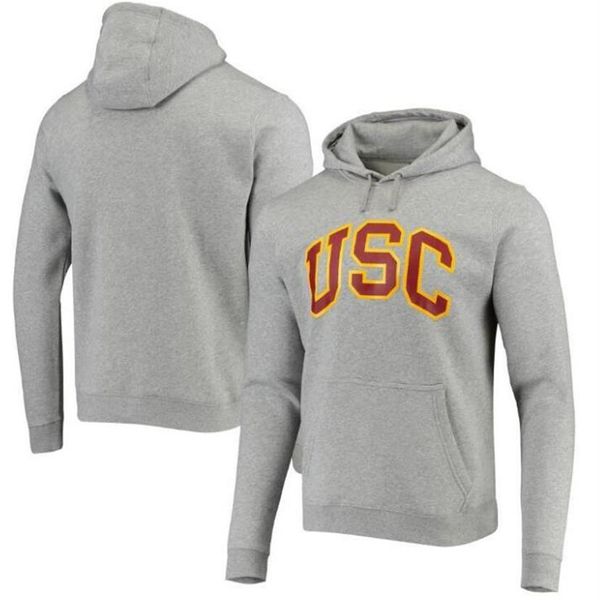 USC Trojans Sweat à capuche en polaire avec logo vintage gris chiné UConn Huskies HHH255p