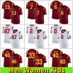 USC Trojans Rouge # 13 WILLIAMS Football Jersey 13 Caleb Williams 55 Junior Seau Troy Polamalu Marcus Allen 5 Reggie Bush 32 O.J Simpson 9 No Name Rouge Personnalisé XXXL