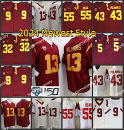 USC Trojans Maillot de football de Californie du Sud NCAA College Reggie Bush Troy Polamalu Caleb Williams Addison Dye Jones Tuipulotu Gentry Lee Bullock Brown aaa