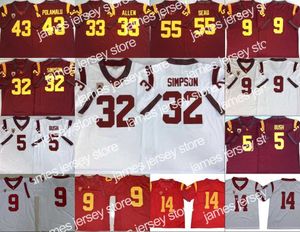 USC Trojans vintage gestikte jersey 5 Reggie Bush 32 oj Simpson 14 Sam Dar