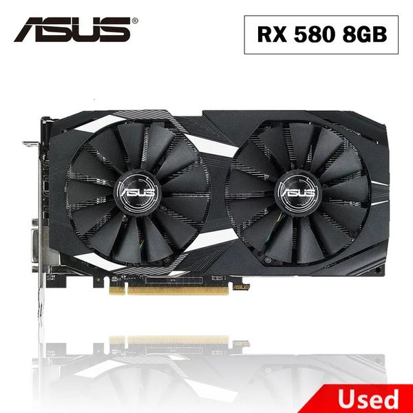 Tarjetas gráficas ASUS usadas RX 580, 8GB, GDDR5, tarjeta de vídeo GPU para minería, ordenador de 256 bits RX580 240318