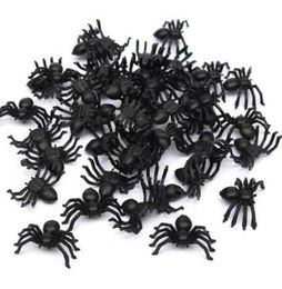 Handige 50 stks 2 * 1.4 cm Plastic Black Spider Halloween Decoratie Festival Benodigdheden Grappige Prank Toys Decoratie Realistische Prop