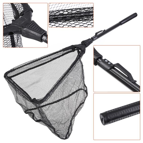 Útiles accesorios de pesca herramientas portátiles ordinario negro plegable cuchara red al aire libre telescópica red pesca necesaria triángulo forma novedad lo020 B23