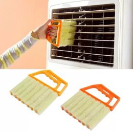 Brosse de nettoyage de vitres en microfibre utile nettoyeur de plumeau de climatiseur avec nettoyeur de brosse de store vénitien lavable propre jaune orange