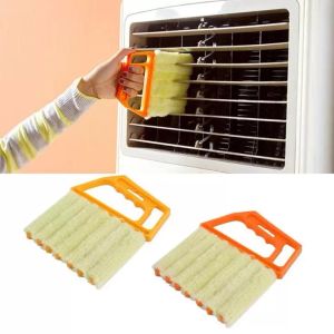Useful Microfiber Window Cleaning Brush Air Conditioner Duster Cleaner with Washable Venetian Blind Brush-Cleaner Clean Yellow Orange