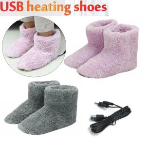 Utile peluche confortable USB Charges de pied Chaussures chaudes chaudes pieds électriques Chaussures chauffées hivernales pantoufle