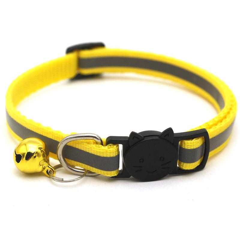 Collares redondos útiles para mascotas, campana reflectante, cara de gato, tamaño ajustable, collar para mascotas, correa para el cuello, hebilla de seguridad, accesorio de plomo para perros y gatos