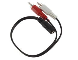 Handig afgeschermde 3,5 mm F 1/8 Stereo vrouwelijke mini -jack tot 2 mannelijke RCA -adapter m stereo audio y adapter AV kabel Dh8775