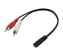 Handig afgeschermde 35 mm F 18 Stereo vrouwelijke mini -jack tot 2 mannelijke AV -kabel RCA -adapter m audio y adapters18503689284