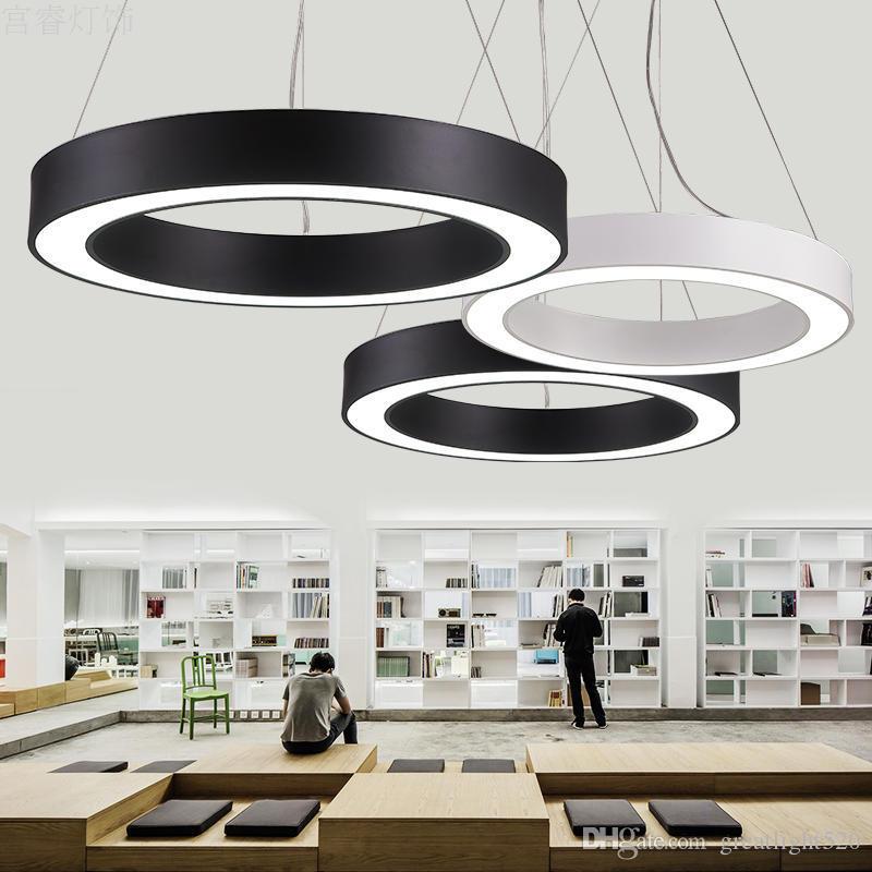 Office Lights Simple Lamp Circular Led Pendant Lighting Simplify Hollow Round Suspension Diameter 40cm 60cm 80cm