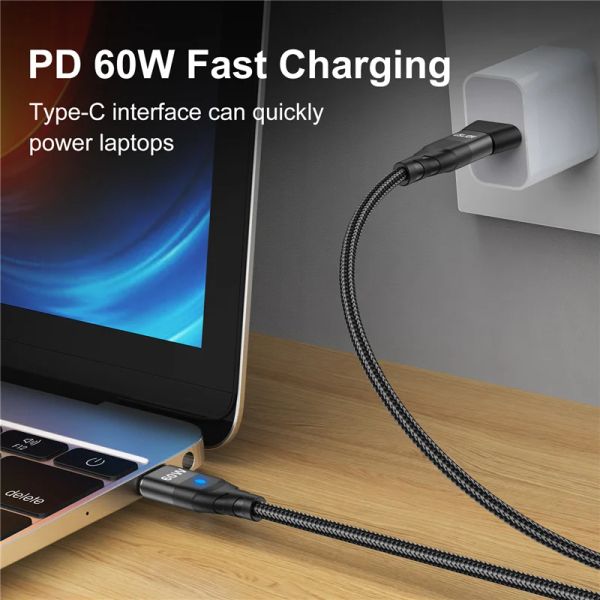 USLION 60W PD Câble de chargeur rapide USB C pour taper C Micro Magnetic Data Corde 3A USB Câble pour iPhone 13 MacBook Huawei Samsung S22