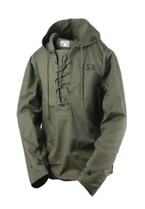 USN Wet Weather Parka Vintage Deck Jacket Pull à lacets Uniforme WW2 Hommes Marine Militaire Veste à capuche Outwear Army Green 2011239914168