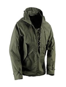 USN Wet Weather Parka Vintage Veste de terrasse vintante Pullor Lace Up Up WW2 Uniform Mens Navy Military Hooded Veste Outwear Army Green 2012187800122