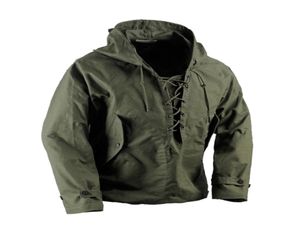 USN Wet Weather Parka Vintage Veste de terrasse vintante Pullor Lace Up Up WW2 Uniform Mens Navy Military Hooded Jacket Outwear Army Green 2012188199538