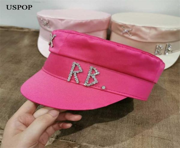 USPOP satin diamant lettre sboy casquettes femmes casquettes militaires plates S M L 2112279173587