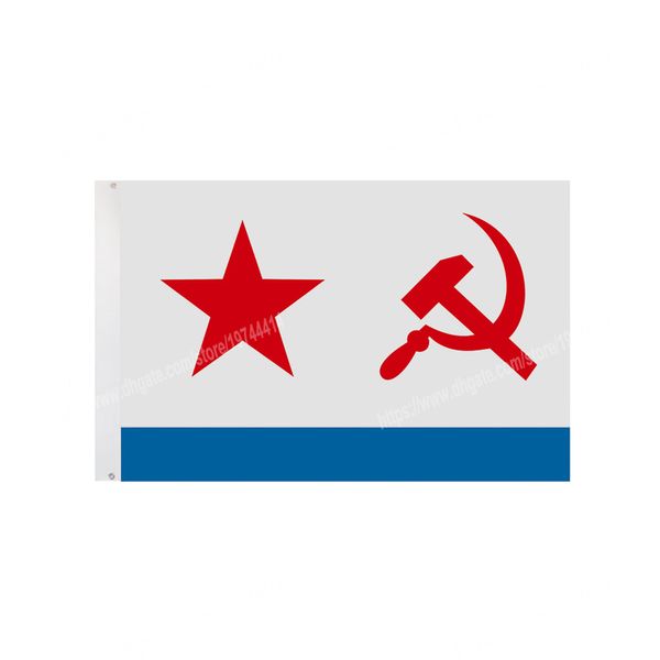 Drapeau de la marine de l'URSS CCCP Russie soviétique Bannière nationale en polyester volant 90 * 150cm Partout dans le monde L'extérieur peut être personnalisé