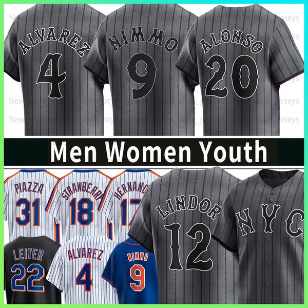 Francisco Lindor New Yorks Baseball Jerseys Mets Brandon Nimmo Edwin Diaz Kodai Senga Pete Alonso Tylor Megill Francisco Alvarez Brett Baty Starling Marte Quintana