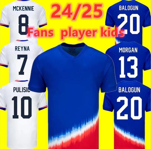 2024 2025 Jerseys de football Pulisic Reyna Acosta Weah Aaronson McKennie 24 25 Maillot de Futol Ferreira dest Morgan USA Musah Football Shirt Rapinoe Dunn Men Women Kids