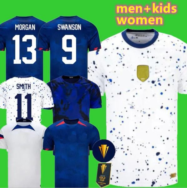 USWNT Usas Soccer Jersey Football Shirts 2023 4 étoiles Femme Enfants Kits USMNT 22/23 Maillot De Foot Hommes Concacaf Gold Cup 2024 Monde Femme Mckennie Smith Morgan