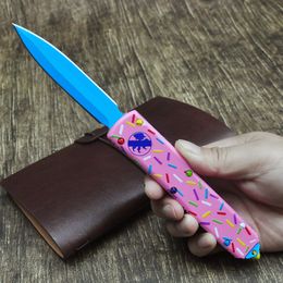 Série UT Dessert Warrior MICRO ULTRA OTF TECH Couteau UT Lame pliante pleine grandeur Donut Rose EDC Couteaux de poche d'auto-défense