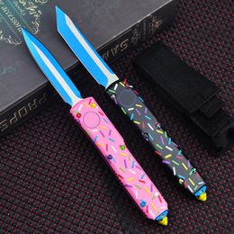 Série UT Dessert Warrior MICRO ULTRA OTF TECH Couteau UT Pleine Taille 3.54 '' EDC Couteaux de poche d'autodéfense Lame Donut Style Rose et Noir