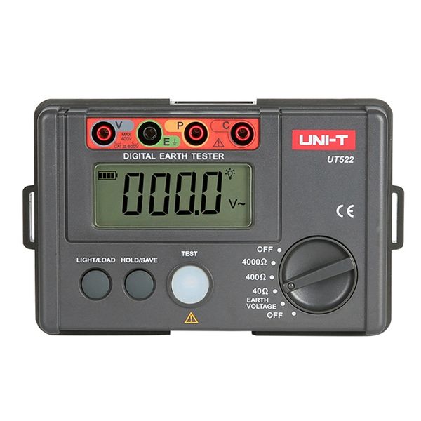 Livraison gratuite UT522 Testeur de résistance à la terre numérique 400V 4000Ohm Détecteur de tension Ohm Mètre LCD Backlight4000 Counts Test Lead