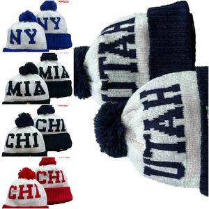 Utah Beanie North American Basketball Team Side Patch Winter Wool Sport Gebreide hoed Skull Caps