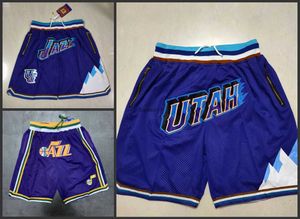 Utah''Jazz''Men Team Short de basket-ball Just Don court avec poches zippées, pantalon décontracté, pantalon de survêtement de plage, Justdon Hip Pop, point élastique