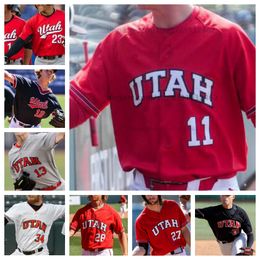Utah Utes Camiseta de béisbol todo cosido Camisetas personalizadas para hombre y mujer Cole Kershaw 8 Bruer Webster 9 Landon Frei 10 Core Jackson 11 Merit Jones 12 Bransen Kuehl
