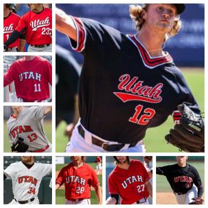 Maillot de baseball Utah Utes tous cousus sur mesure pour hommes et femmes 15 Hunter Antillon 17 Tyler Quinn 18 Cameron Gurney 19 Jackson Elder 21 Dakota Duffalo