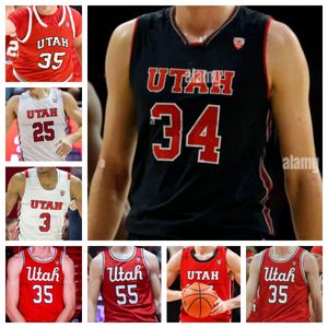 Utah Utes basketbalshirt NCAA gestikte jersey Elk naamnummer Heren Dames Jeugd Geborduurd 1 Ben Carlson 10 Jake Wahlin 25 Rollie Worster 32 Ayomide Bamisile