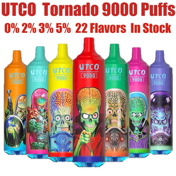 UCO Tornado Puff 9k Vape Puffs jetables 9000 Pen E Cigarette 650mAh Batterie rechargeable RGB Light 0% 2% 5% 18 ml pré-rempli en stock