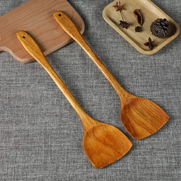 Utensilios Bambú y madera Cocina china Spátula 39cm Pan de barra Manejo largo Manja de madera Herramientas de cocina de cocina de madera Spatula