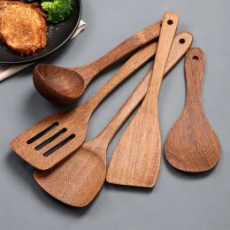 Utensils Nonstick Wooden Turner Spatula Rice Spoon Cooking Bakery Utensils Dinner Food Wok Longhandled Shovels Japanese Kitchen Tools