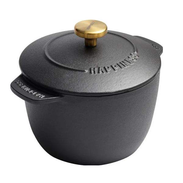 Ustensiles Rice Casserole en fonte Cuideur de riz 16 cm Black Dutch Four Pot applicable pour cuire le riz et cuire Ustensiles de cuisson 1,5 Quart