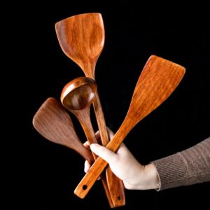 Ustensiles Rice cuillère en bois Cuisine Cuisine Spatule Scoop Cuisine Ustensiles Affaires de cuisine à main antiadhésive