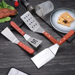 Ustensiles en acier inoxydable Handle de bois spatule Spatule Steak Pizza Pheillette Flat collanter