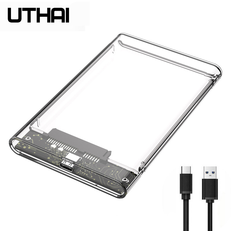 UTHAI TM05 TIPO C Caixa transparente HDD Gabinete 3.1 Notebook de 2,5 polegadas SSD Caixa de disco rígido mecânica Mechanical Mechanical Usb3.1