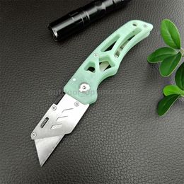 Cuchillo plegable utilitario de acero inoxidable G10/Mango de aluminio Knifes de bolsillo EDC, cuchilla de afeitar trapezoidal para envasado, trabajo de corte de cajas, hogar, oficina, uso al aire libre