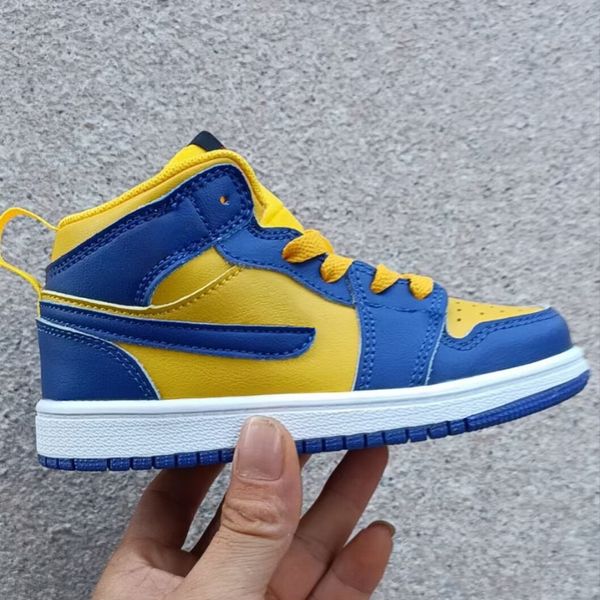 Jumpmans 1 Mid Kids Basketball Shoes 1s UV Color Zapatillas de deporte para niños pequeños Reverse Laney Black Hyper Royal Banned Pine Green Boys Girls Sneakers Tamaño 22-37