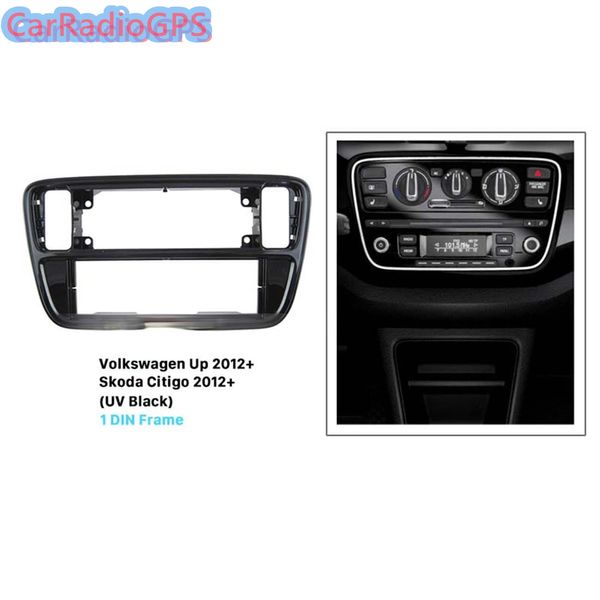 UV negro 1Din Car Radio Fascia para 2012 Volkswagen Up 2013 Skoda Citigo Dashboard CD Outter Frame Autostereo Panel Kit
