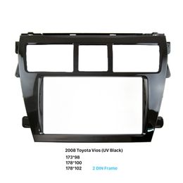 Fascia d'autoradio Double Din noir UV, Kit de panneau d'adaptateur de montage Audio pour Toyota Vios 2008, panneau de cadre