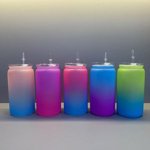 Jar maçon coloré en plastique de 16 oz pour en vinyle PP acrylique à couches monocouches avec paille 16oz libbey plastique peut