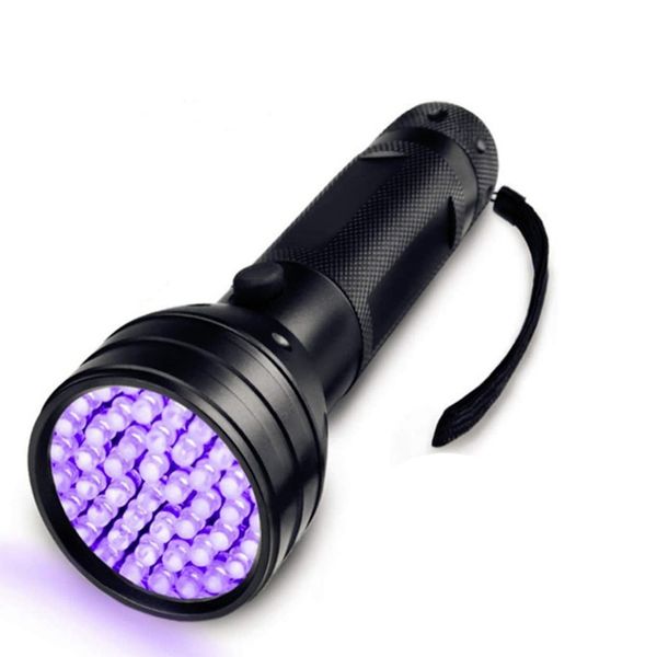 Linterna UV Luz negra 100 LED 395 nM Antorchas Detector de luz negra ultravioleta para orina de perro Manchas de mascotas y chinches crestech168