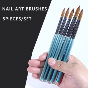 Ensemble de brosses à ongles en gel UV, 5 pièces conception de nailaux Brushes en sable, pinceaux en bois pour les ongles pour ongles Application d'artisanat pour 12 # 14 # 16 # 18 # 20 # #