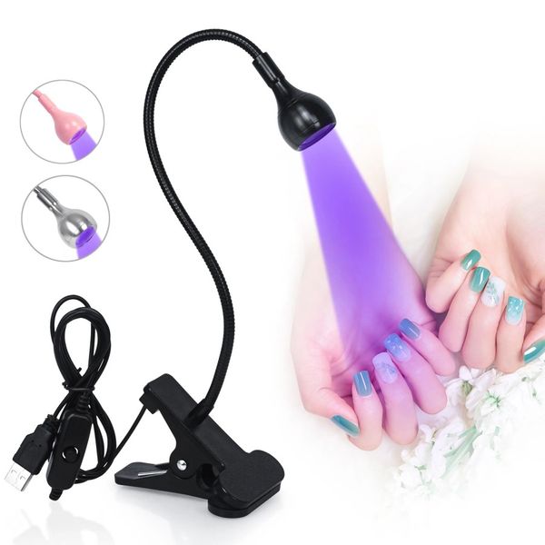 Led Nail Lights Sèche-Lampe UV Ultraviolet Flexible Clip-On Desk Mini USB Gel Durcissement Manucure Pédicure Salon Outils