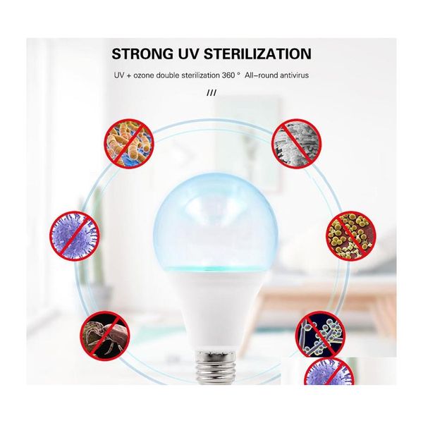 Luces ultravioleta E27 Uvc Luz germicida Led Esterilizador 5W 7W Lámpara de desinfección Traviolet Bb Lámparas bactericidas Drop Delivery Lighting Holi Dhdxq