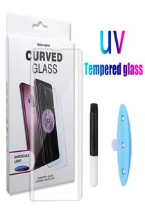 UV vloeistof gebogen volle lijm deksel gehard glas voor Samsung Galaxy S8 S9 S11 Opmerking 8 9 10 Plus S10E iPhone 11 Pro Max -scherm Protec102611444