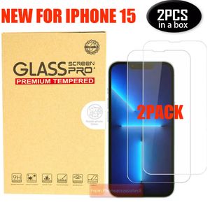 Lot de 2 protecteurs d'écran en verre 2.5D pour iPhone 15 14 13 12 11 Pro max mini XR XS 6 7 8 Plus iphone15 verre trempé Samsung a14 a24 a34 a54 2pack in box