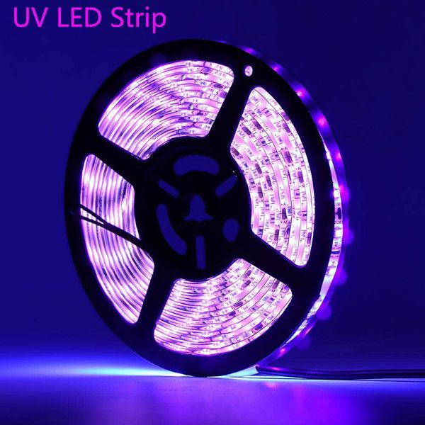 UV Violet Led Bandes Lumière 2835 SMD 60led/m DC 12V non étanche 395-405nm Ultraviolet Ray flexible Bande Bande Ruban